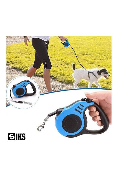 SIKS Lesă retractabilă automată de 5 metri, durabilă, pentru câini mici sau medii, maxim 20 kg