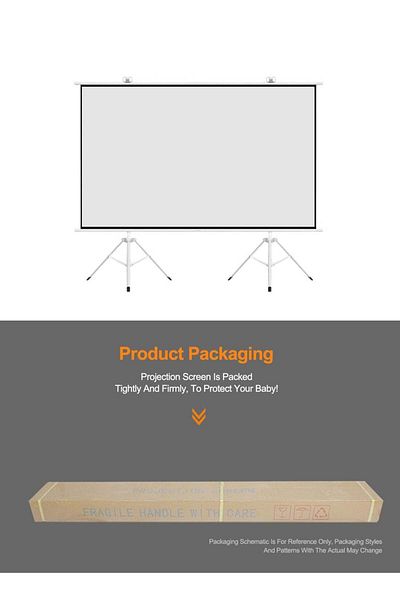 FlashHawk 100 inch 16:9 Portable Projection Screen with 2 Tripod Stands for Outdoor and Indoor Home Theater