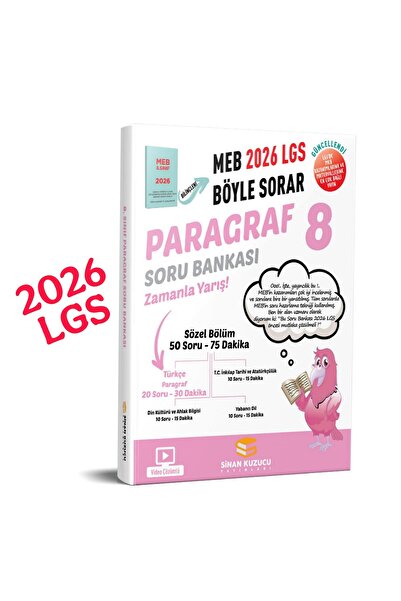 SİNAN KUZUCU YAYINLARI 8. Sınıf 2026 Lgs Meb Böyle Sorar PARAGRAF Soru Bankası Video Çözümlü