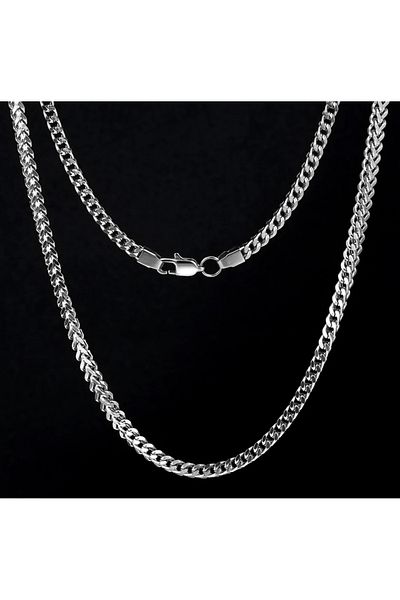 Satürn Silver Kuyumculuk Steel Crush Chain Men's Necklace and Bracelet Set Tarnish-Free Steel Necklace Steel Chain Necklace