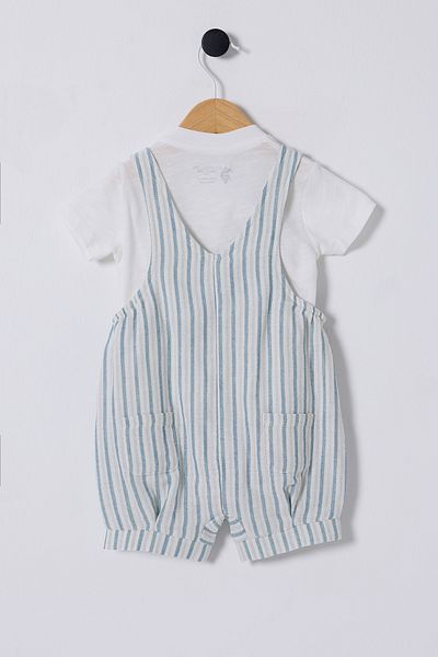 Ugly Duck 06-36 Month Baby Boy Polo White Salopet Double Set - White-Blue