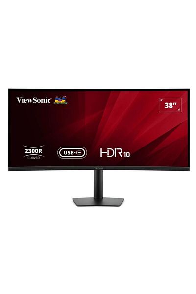 ViewSonic Monitor LED curbat de 37,5", IPS WQHD+, 75Hz, HDMI/DP, difuzoare integrate, negru