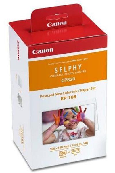 Canon Set Cartus Canon RP-108 Ribon + set hartie pentru Canon Selphy CP910, CP1000, CP1200