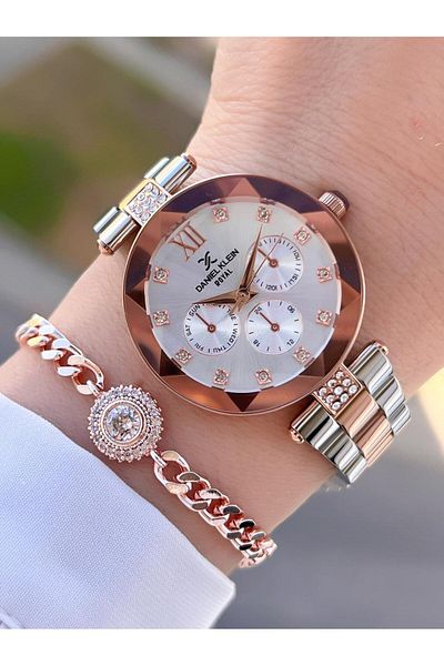Daniel Klein Steel Cord 30 Mt Water Resistant Women Wrist Watch+Bracelet Byn.10728.M6