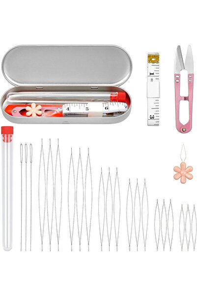 Arabest 21 Pieces Beading Needles Set,6 Sizes Big Eye Collapsible Metal Needl...