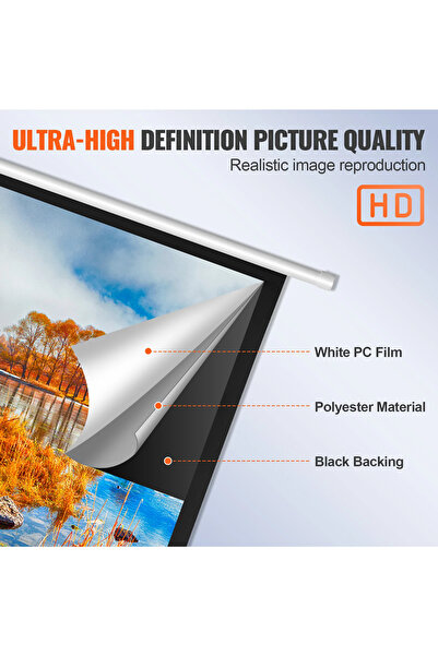 FlashHawk 120 Inch 4:3 Wall Mount Electric Projector Screen with Remote Control For Business/School/Office