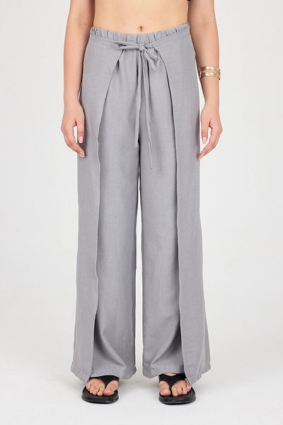 Ceylen Linen Shalwar Trousers with Tie Detail and Slits