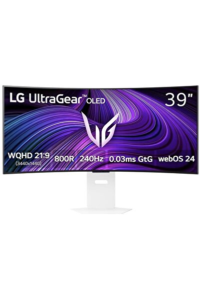 LG 39" Curved OLED Gaming Monitor, WQHD 240Hz, 0.03ms, HDMI/DP, White