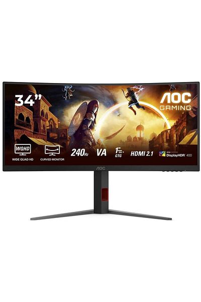 Aoc Monitor de gaming curbat de 34", WQHD, 240Hz, 1ms - LED VA rapid, HDMI/DP (negru)