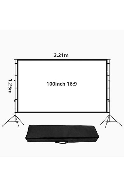 FlashHawk 100 inch 16:9 Portable Projector Screen with 2M High Tripod Stands for Outdoor or Indoor