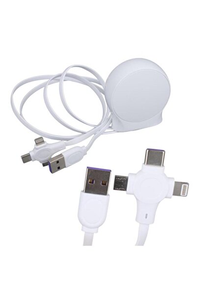 Powermaster PM-27143 1 Metre Makaralı 3In1 Şarj Kablosu (Lightning - TYPE-C - Micro USB)
