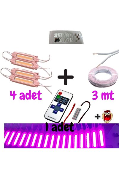 GMS Cg Cup - Çakar Modül Kumanda + 4 Adet Pembe Parmak Led + 3 MT Kablo + Hedye Tzmanya Sticker
