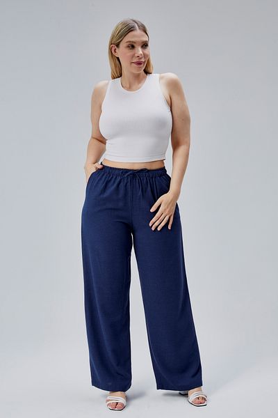 Symirna Linen Viscose Loose Fit Women's Trousers