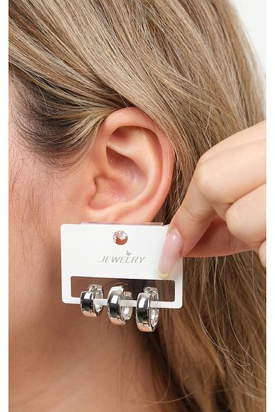 Jack Ferrero Silver Steel Women's Earrings