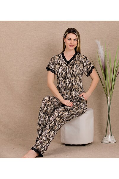 Lady Lingerie Set pijamale cu mâneci scurte, cu decolteu în V pentru femei