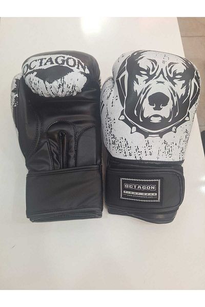 Octagon Gloves Boxing Pitbull Black White