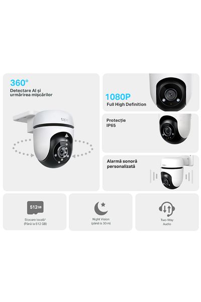 TP-LINK Vigi C500 Wireless IP PTZ Camera, 2MP Full HD, Mic, IR, IP65, -30°C to 60°C