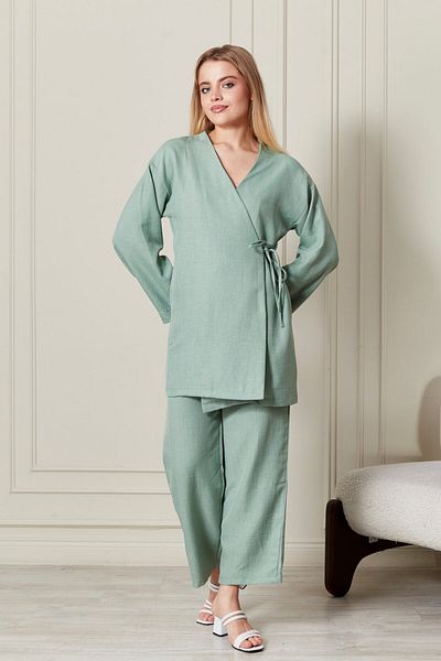 Kirazgym Women's Side Tie Kimono Suit 7042