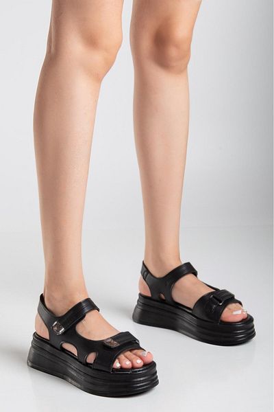 Zerenyus Sandale confortabile Saide casual cu velcro negru