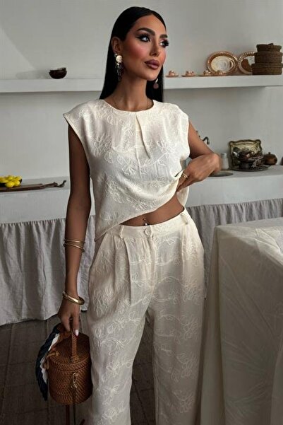 REKA MODA Eyesof Shalina Süzüne Embroidered Crop Set 9796-08