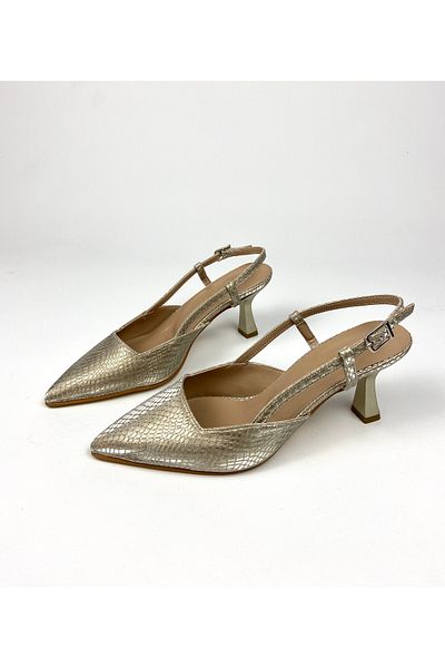 Gloriys Ayakkabı & Çanta Comfortable Molded Shoe with Gold Pattern 6 cm