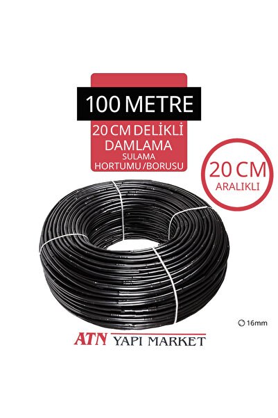 Genel Markalar 100 Metre 16mm Damlama Sulama Hortumu – 20 cm Delikli Aralıklı...