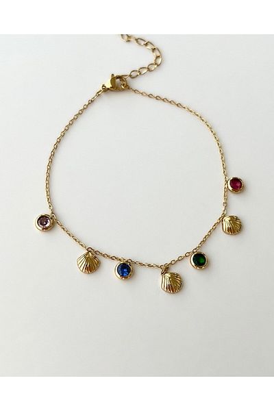 eyla collection Steel Charm Anklet – Gold Color, Water Resistant