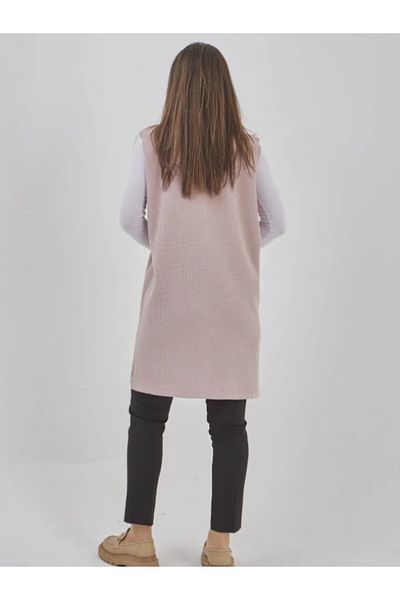Stilmony Women's Long Seasonal Knitwear Lycra Pocket Button Detailed Casual Vest