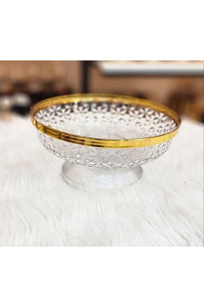 rexa Home-Supplies Luxury Acrylic Fruit Bowl with Gold Rim 20 x20