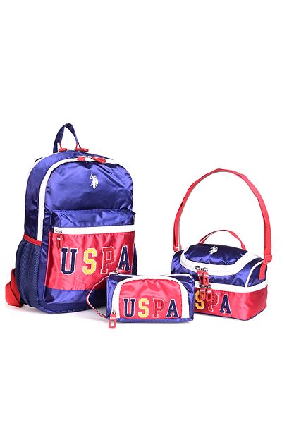 U.S. Polo Assn. SUA Polo Assn. Set de 3 genți de școală plcan24273– Rucsac, cutie de prânz și suport pentru stilou bleumarin