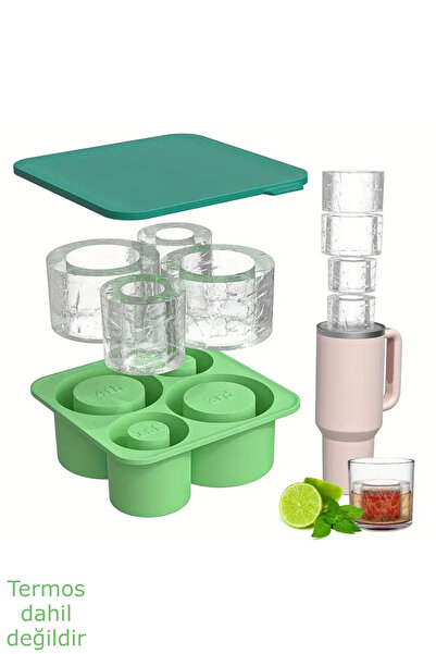 Besify Quencher 20-30-40 Oz Aksesuar 4 Bölmeli Kapaklı Silikon Buz Kalıbı