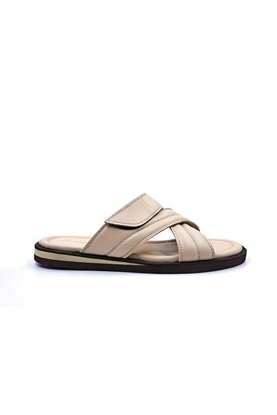 Hammer Jack Ανδρικές παντόφλες Ravello Light Design Comfort Γνήσιο Δερμάτινο Velcro Beige