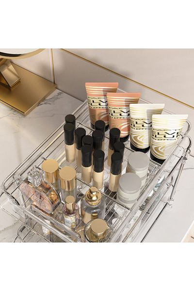 Deliny Stand with 2 retractable shelves, 6 storage compartments, 29 (L) x 20 (w) x 23 (H) cm, white