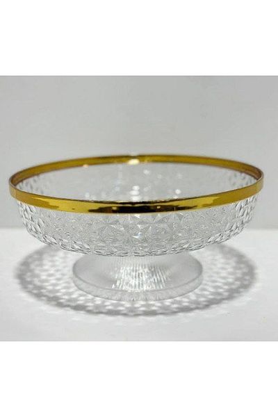 rexa Home-Supplies Luxury Acrylic Fruit Bowl with Gold Rim 26 x26