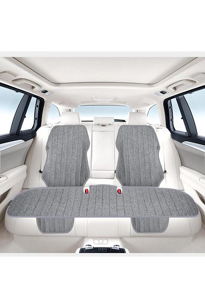 Bod Tesla Model Y Linen Auto Seat Protector Cover with Pocket 2020-2024 Gray