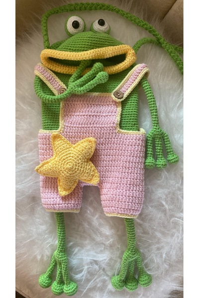MinikbirDükkan Amigurumi Kurbağa Çocuk Çantası