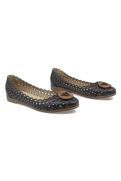 Caspiansea Women's Ballerinas, Caspian, Cas-03, Casual, Natural Leather, black, 40