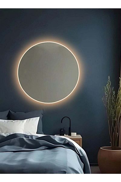 Taimi 70cm Round Makeup Mirror with LED Backlight, Makeup Mirror Suitable for Dressing Room and Bedroom