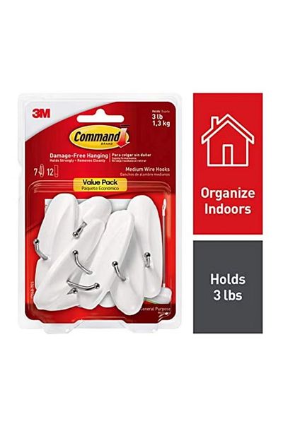 COMMAND Medium Wire Hooks White 3.1 x 1.1 x 1.1inch