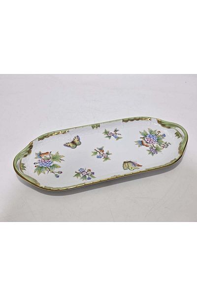 HEREND 436 Queen Victoria Vbo Hand Painting Porcelain Sandwich Tray