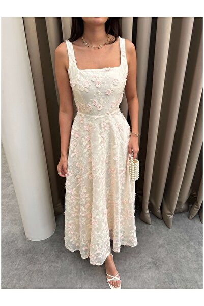 ESRAHELVACI Φόρεμα με κέντημα λουλουδιών με επένδυση εισαγόμενο