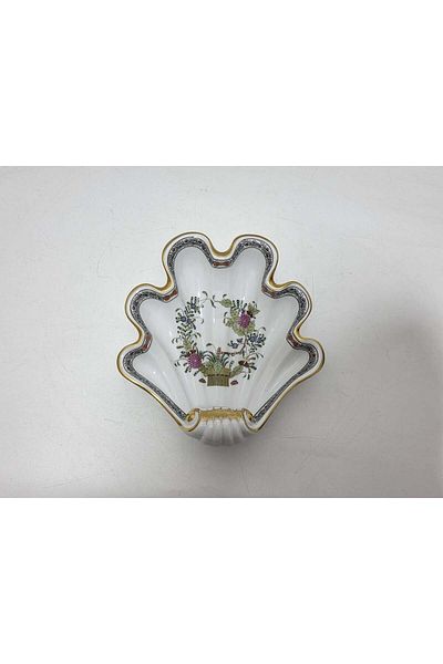 HEREND 7521 Fd Hand Painted Porcelain Seashell Shaped Serving Plate