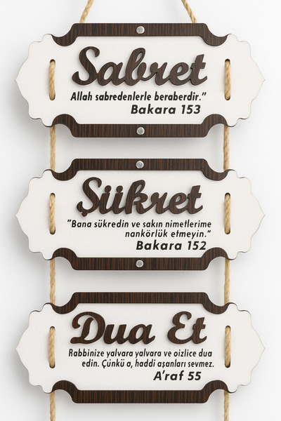 Adaşifa Hoşgeldiniz Yazılı Ahşap Kapı Süsü Duvar Dekoru Çeşitleri - Sabret, Şükret, Dua Et
