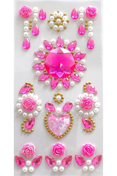 Pazar Kapısı Taş Sticker Pembe Yapışkanlı Saç , Yüz Ve Tırnak Taşı Yılbaşı Sü...