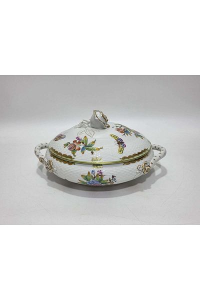 HEREND 51 Queen Victoria Vbo Hand Painting Porcelain Serving Bowl
