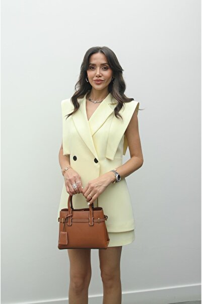 Havoş Light Yellow Wilson Vest Skirt Suit