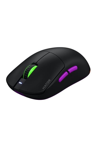 HATOR Mouse Hator Quasar 3 ULTRA, Wireless, Bluetooth, Cu fir (Negru/Mov)