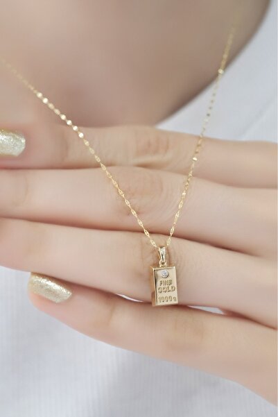 aytekgold Altın Külçe Kolye 14 Ayar