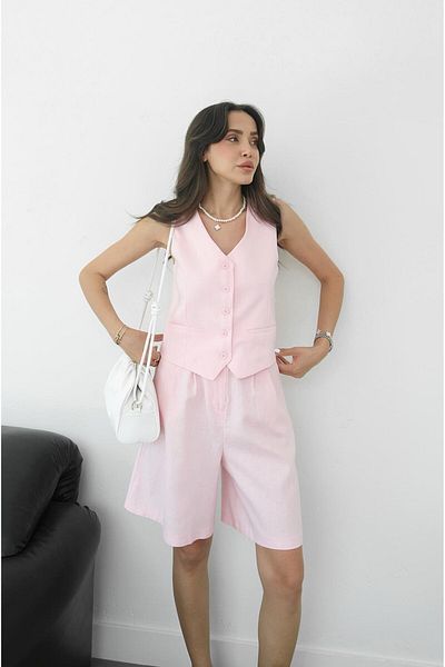 Havoş Pink Bermuda Shorts Vest Set