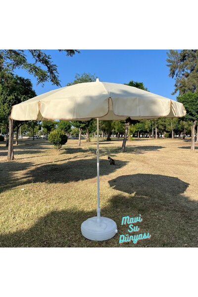 mavi su dünyası Plaj Deniz Balkon Şemsiyesi | Sentetik Kumaşlı Şemsiye | Bidon Dahil | Eğilebilir | 2 Metre Şemsiye